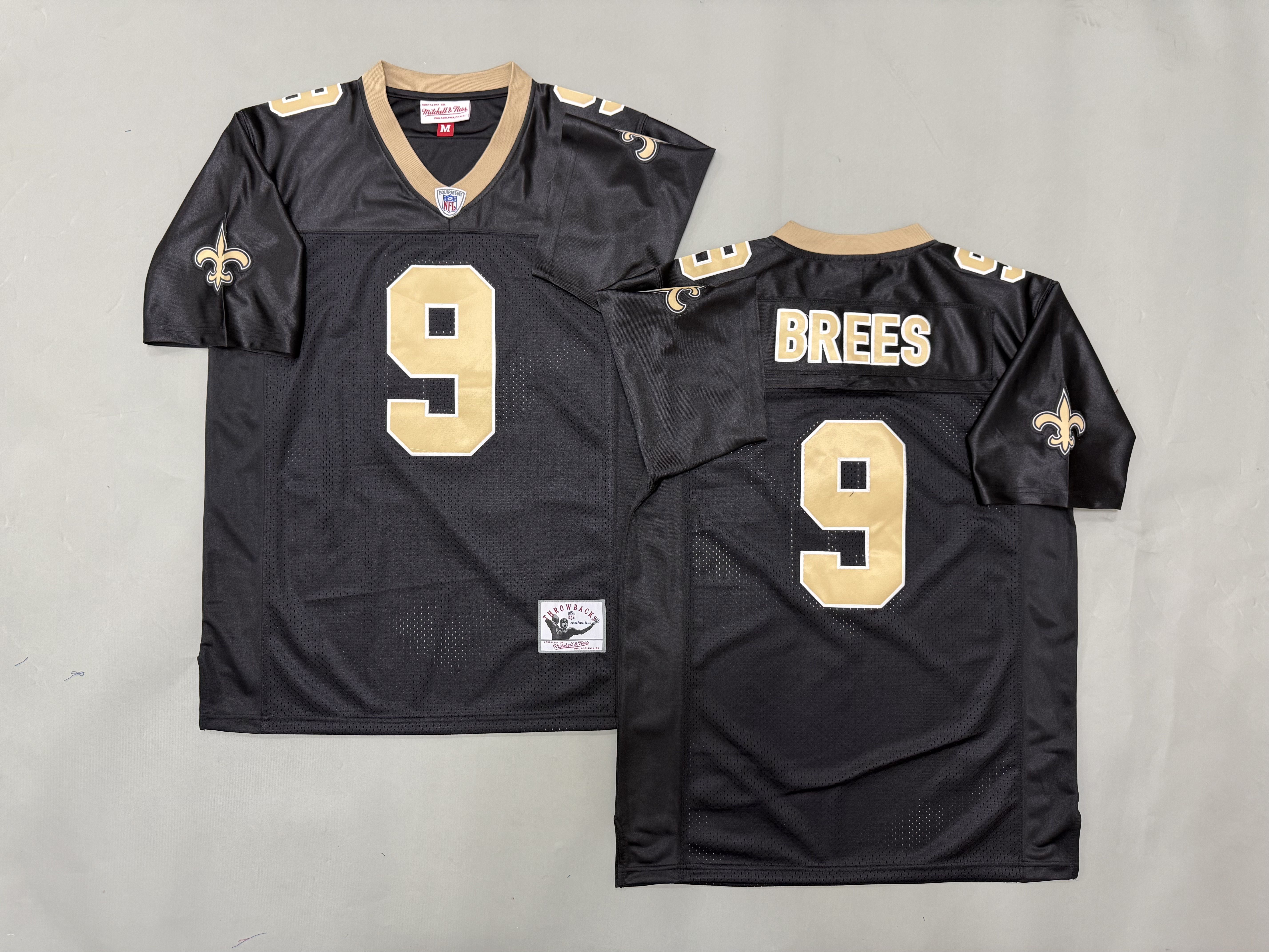 Men 2026 New Orleans Saints #9 Brees black Throwback Limited NFL Jersey style 01->new orleans saints->NFL Jersey